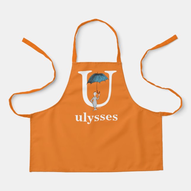 Delantal ABC del Dr. Seuss: Letra U - Blanco| Agregar su no (Anverso)