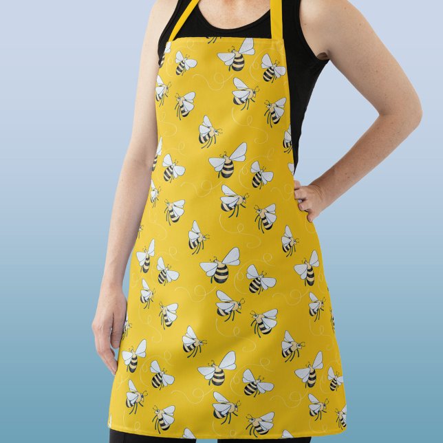 Delantal Abeja amarillo (Sunshine yellow honey bee pattern apron)