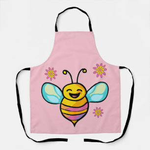 Delantal Abeja bebé sonriente feliz con flores.