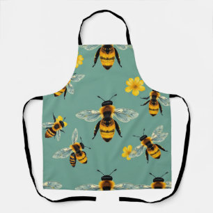 Delantal Abeja Carpintera Acuarela Panal de Miel Realista