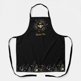 Delantal abeja reina de Relieve metalizado faux