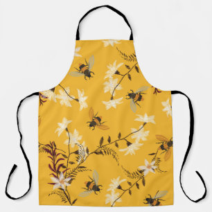 Delantal Abeja y mariposa vintage: Arte floral bordado