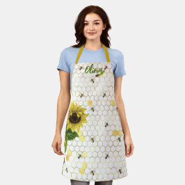 Delantal Abejas cortas en Beehivs Sunflower White Chef muje