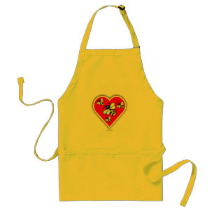 Delantal Abejas de amor (Cuatro Abejas dentro del corazón r