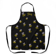 Abejas divertidas y divertidas sobre negro