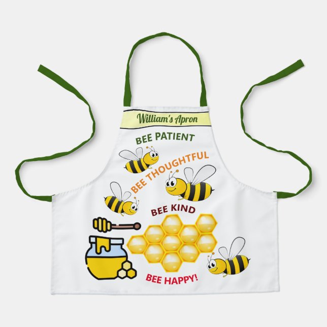 Delantal Abejas felices personalizadas y niños de miel (Anverso)