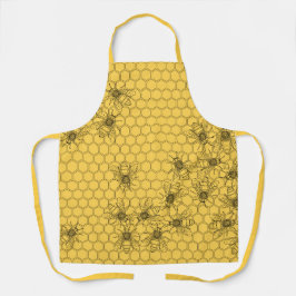 Delantal Abejas y panecillos de miel amarillos