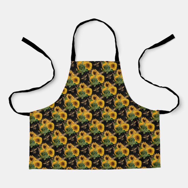 Delantal Abejorro del Girasol Fondo Negro  (Anverso)