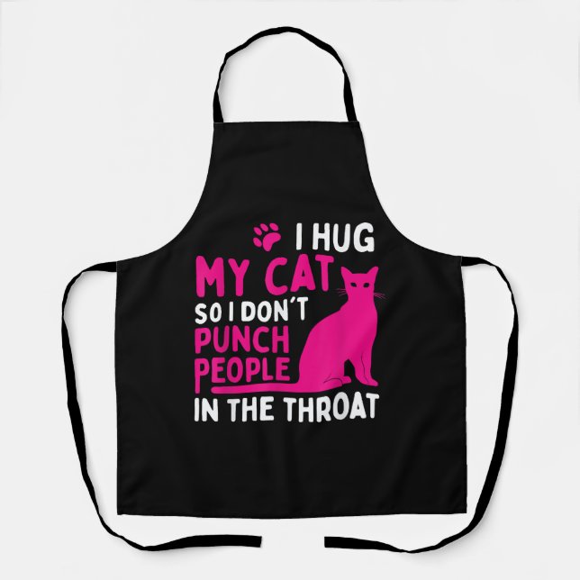 Delantal Abrazo a mi gato para no golpear a la gente - aman (Anverso)