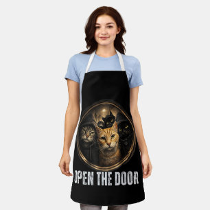 Delantal Abre La Puerta Diseño De Humor De Gato Divertido M