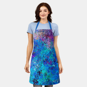 Delantal Abstracción de las gotas Verde azuladas rosas azul