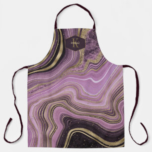 Delantal Abstract Agate Monogram Midnight ID827