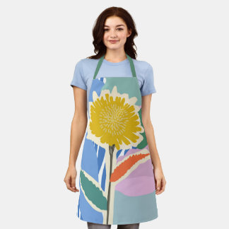 Delantal Abstract Floral Dandelion Color Blocks Modern 