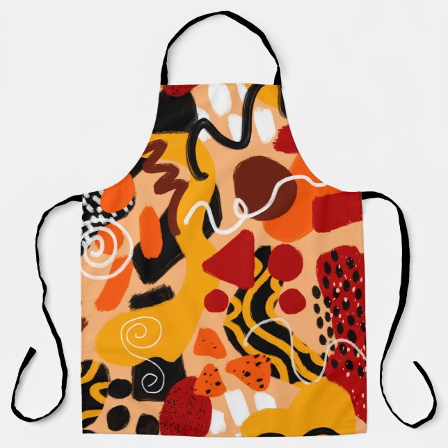 Delantal Abstract Hand Drawing Geometric Shapes Brush Strok (Anverso)