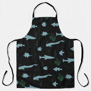 Delantal Abstract underwater pattern with fishes and seawee