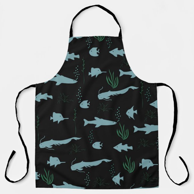 Delantal Abstract underwater pattern with fishes and seawee (Anverso)