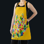 Delantal Abstracto acuarela colorida floral<br><div class="desc">Cuidado diseño de acuarela florida y colorido con flores de primavera brillante naranja y vívida.</div>