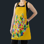 Delantal Abstracto acuarela colorida floral<br><div class="desc">Cuidado diseño de acuarela florida y colorido con flores de primavera brillante naranja y vívida.</div>