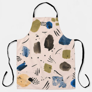 Delantal Abstracto Acuarela: Patrón de tinta geométrica.