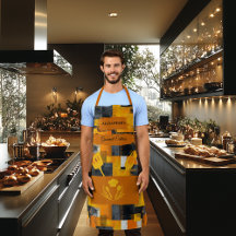 Delantal abstracto amarillo y naranja: cocina mode