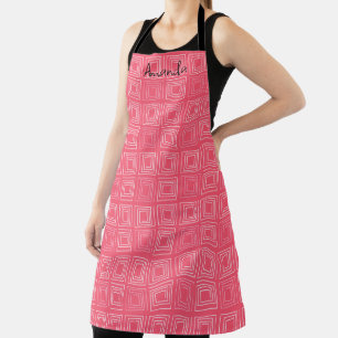 Delantal abstracto geométrico de moda de sesenta años rosa