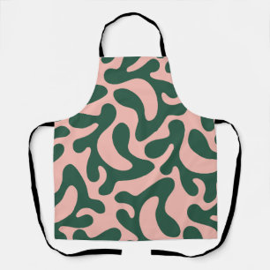 Delantal Abstracto minimalista verde y rosa