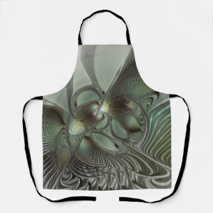 Delantal Abstracto Olive Sage Green Grey Fractal Art Fantas