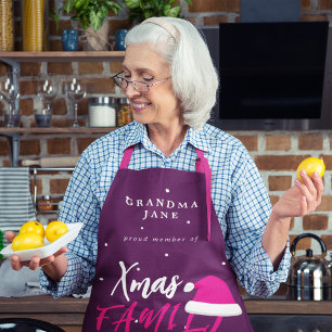 Delantal Abuela con sombrero de Santa de escuadrón familiar