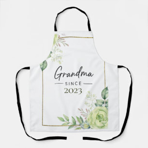 Delantal Abuela Desde Personalizado Año Floral Manuscrito