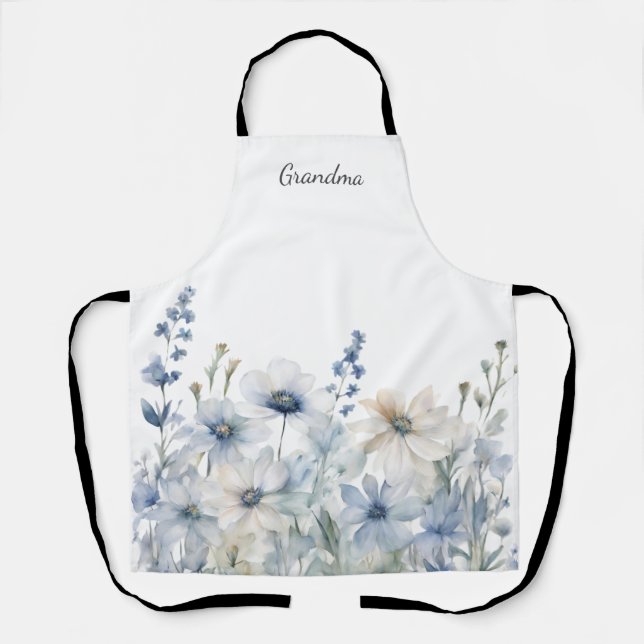 Delantal Abuela floral azul (Anverso)