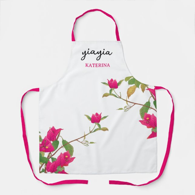 Delantal Abuela griega Yiayia Bougainvillea (Anverso)