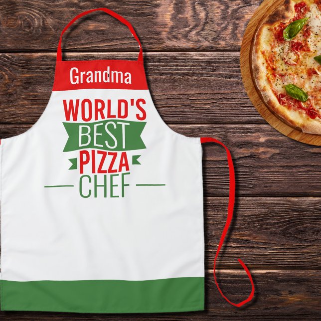 Delantal Abuela - Mejor chef de pizza del mundo - verde roj (Subido por el creador)