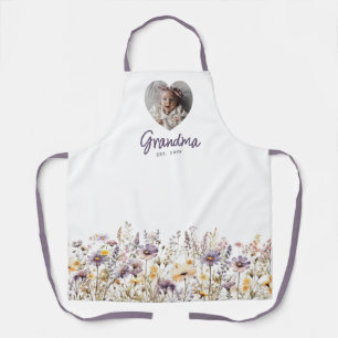 Delantal Abuela Morado Aquarela Flores Silvestres y Regalo 