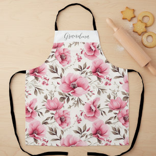 Delantal Abuela Personalizada Floral Rosa