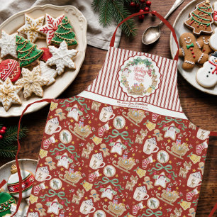 Delantal Abuela Santa Trineo Navidad Galletas Horneando