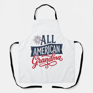 Delantal Abuela totalmente americana diseño de fuegos artif