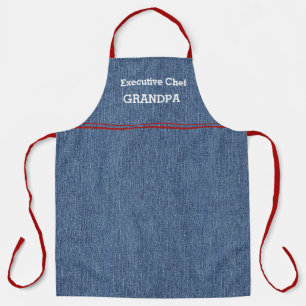 Delantal Abuelo Chef o Papá Estampado de Mezclilla Azul con