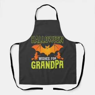 Delantal Abuelo de Halloween Murciélago Bruja Deseos