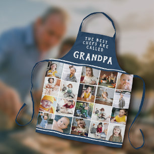 Delantal Abuelo Es el Mejor Chef Azul Collage de Fotos