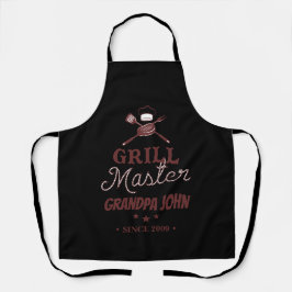 Delantal Abuelo maestro de grill negro personalizado