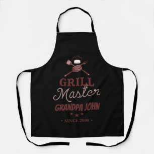 Delantal Abuelo maestro de grill negro personalizado