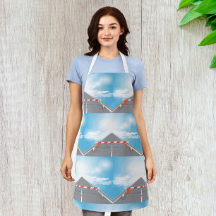 Delantal Acceso bloqueado a través de barreras rojas y blan