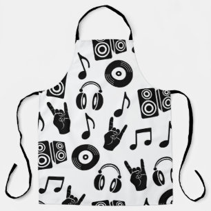 Delantal Accesorios musicales: Patrón de cosecha monocromo.