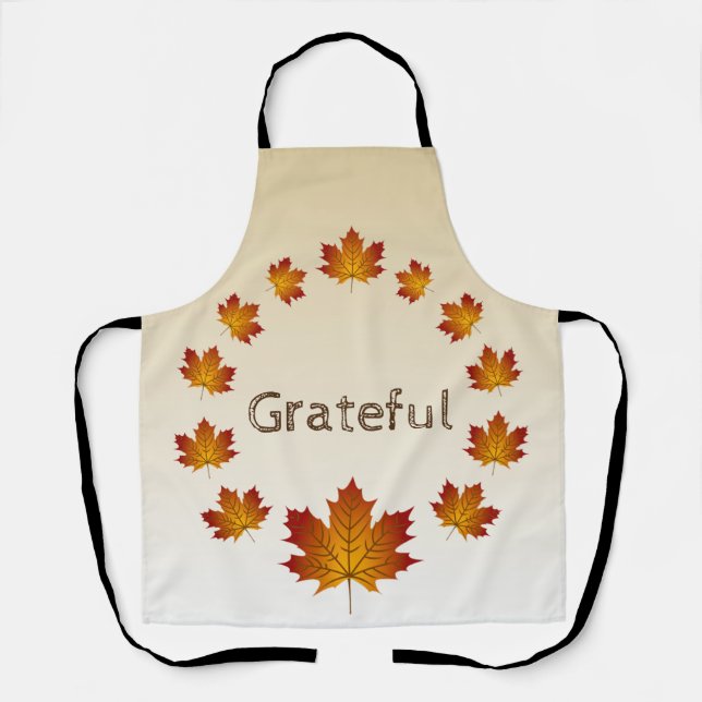 Delantal Acción de Gracias Wreath agradeció simples hojas d (Anverso)