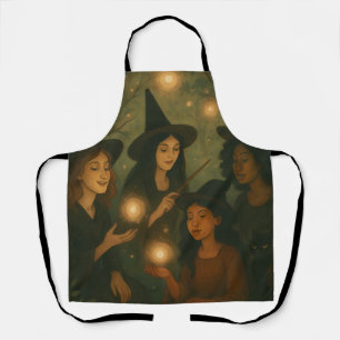 Delantal Aceite de Halloween pintando brujas en los bosques