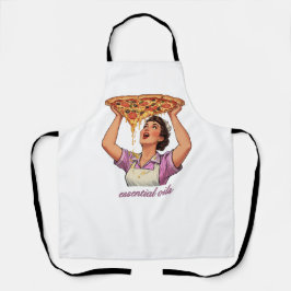 Delantal Aceites Esenciales Ilustración Divertida de Pizza 