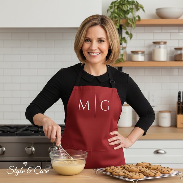 Delantal Acento de monograma personalizado con estilo para  (Stylish Custom Monogram Accent For Everyday Use Apron)