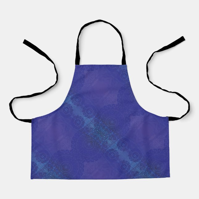 Delantal Aceptación | Medallones Blue Indigo Violet Boho (Anverso)