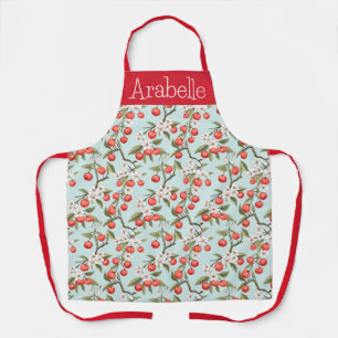 Delantal Acerola Red Berries con flores blancas