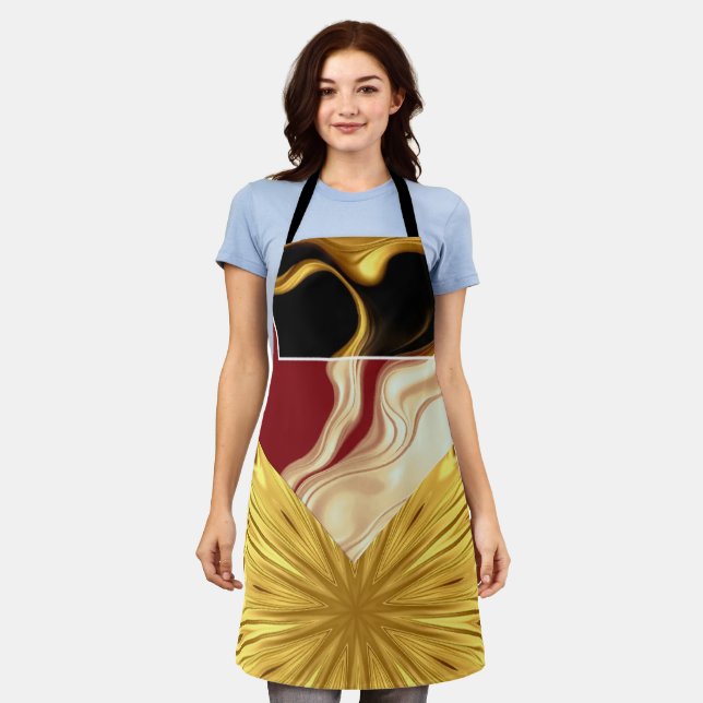 Delantal Achempong Designer Apron: Opulent Swirl Crimson Go (Gastado)